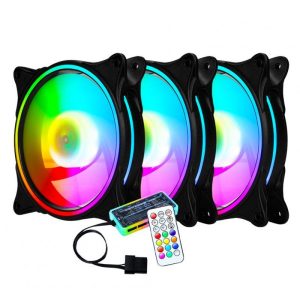 External Components |   Luminous Case Cooling Fan 120mm Silent Hydraulic Case Radiator Desktop Computer Chassis Cooling Cooler black 3 three-aperture RGB Computer Peripherals Black + 3 three-aperture RGB