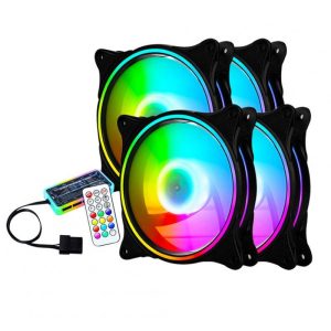 External Components |   Luminous Case Cooling Fan 120mm Silent Hydraulic Case Radiator Desktop Computer Chassis Cooling Cooler black 4 three-aperture RGB Computer Peripherals Black + 4 three-aperture RGB