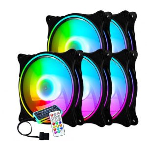 External Components |   Luminous Case Cooling Fan 120mm Silent Hydraulic Case Radiator Desktop Computer Chassis Cooling Cooler black 5 three-aperture RGB Computer Peripherals Black + 5 three-aperture RGB