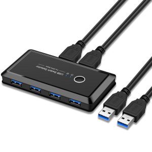 More PC Accessories |   2 In 4 Out USB Switcher Computer Share Adapter Plug and Play USB Devices Printer Compatible for Windows Linux Mac OS black Computer Peripherals Black