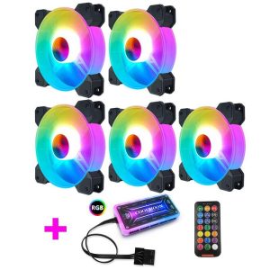 More PC Accessories |   Adjustable Computer Cooling Fan Quiet 120mm RGB Fan PC Case Fan Cooler RGB Cooler Fans for Computer Cooler with Controller 5 fans + 1 standard controller Computer Peripherals 5 fans + 1 standard controller