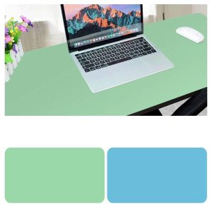 More PC Accessories |   Double Sided Desk Mousepad Extended Waterproof Microfiber Gaming Keyboard Mouse Pad for Office Home School Light green + lake blue_Size: 120×60 Computer Peripherals Light green + lake blue + Size: 120x60