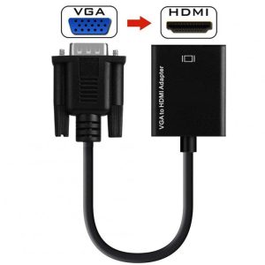 More PC Accessories |   VGA to HDMI Adapter 1080P HD Audio TV AV HDTV Video Cable with Audio  black Computer Peripherals Black