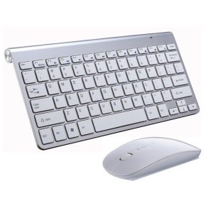 Mouse + Keyboard |   2.4G Wireless Keyboard Mouse Set Mini Multimedia Keyboard Mouse Combo Set for Notebook Laptop Mac Desktop PC  Silver gray Computer Peripherals Mouse + Keyboard