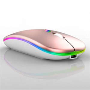 Mouse + Keyboard |   2.4g Wireless Mouse Usb Rechargeable Bluetooth-compatibel Rgb Silent Ergonomic Mouse With Backlight Compatible For Laptop Ipad Rose gold Computer Peripherals Mouse + Keyboard