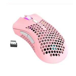 Mouse + Keyboard |   2.4GHz Wireless Mouse USB Rechargeable 1600DPI Adjustable Hollow Out Honeycomb RGB Optical Mouse Gamer Mice Pink Computer Peripherals Mouse + Keyboard