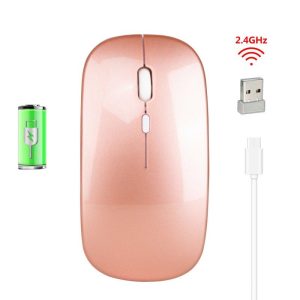 Mouse + Keyboard |   M80 2.4G Wireless Rechargeable Charging Mouse Ultra-Thin Silent Office Notebook Opto-electronic Mouse Rose gold Computer Peripherals Mouse + Keyboard