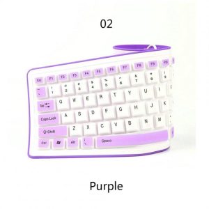 Mouse + Keyboard |   Portable Silent Foldable Silicone Keyboard Usb Flexible Soft Waterproof Roll Up Keyboard For Pc Laptop Purple Computer Peripherals Mouse + Keyboard