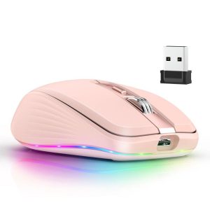 Mouse + Keyboard |   Wireless Gaming Mouse 2.4g Bluetooth-compatible 5.1 Dual-mode 2400dpi Mute Computer Mouse For Game Office pink Computer Peripherals Mouse + Keyboard