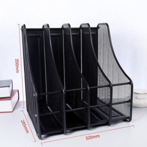 Office Supplies |   4-slot Mesh Metal Files Holder Rack Desk Document Organizer Student Book Stand Office Supplies Inner arc black Office Supplies Inner arc black