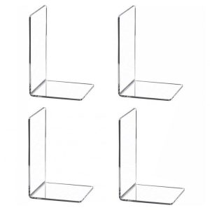 Office Supplies |   4pcs Acrylic Bookends Clear Book Ends For Shelves Transparent Book Stoppers For Books CD File Video Games 4pcs Office supplies 4pcs