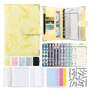 Office Supplies |   A6 Budget Financial Planner Notebook Loose Leaf Paper Binder Cover Journal Money Envelopes Organizer For Wallet Cash Saving yellow Office supplies Office Supplies