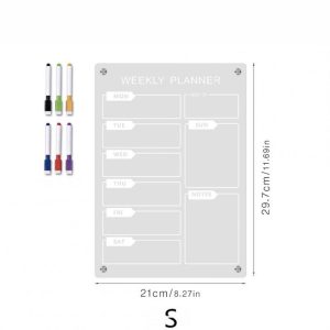 Office Supplies |   Acrylic Calendar For Fridge Magnetic Weekly Planning Board Clear Memo Note Board With 6 Markers For Office Home School with 6 pens Office supplies Office Supplies