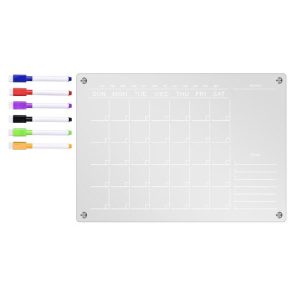 Office Supplies |   Acrylic Magnetic Calendar Board Rewritable Clear Planning Whiteboard Workout Board With 6 Markers For Fridge Refrigerator large Office Supplies Large