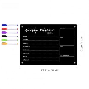 Office Supplies |   Magnetic Acrylic Calendar Board For Fridge Weekly Planner Reusable Dry Erase Schedule Board With 6 Markers For Home Office School with 6 pens Office supplies Office Supplies