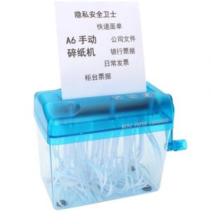 Office Supplies |   Mini Hand A6 Paper-Shredder Portable Office Household Desktop Manual Paper Financial Bill Documents Cutting Tool blue Office supplies Blue