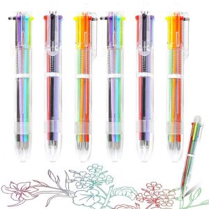 School Supplies |   24 Pack 0.5mm 6-in-1 Multicolor Ballpoint Pen 6 Colors Retractable Ballpoint Pens Kids Party Favors Pen 0.5 Office supplies 0.5