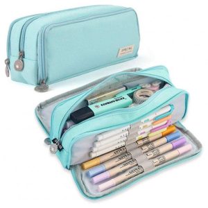 School Supplies |   Pencil Case Large Pencil Pouch Big Capacity Pencil Bag Makeup Bag Canvas Stationery Box Cosmetic Bag 389 glacier blue Office supplies 389 glacier blue