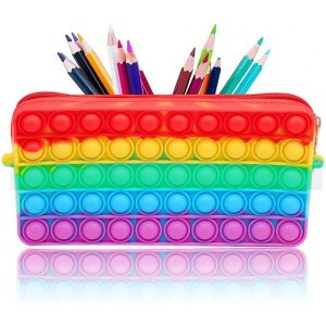 School Supplies |   Rainbow Silicone Pop Pencil Case Stationery Organizer With Zipper School Supplies For Boys Girls Gifts As shown Office supplies As shown