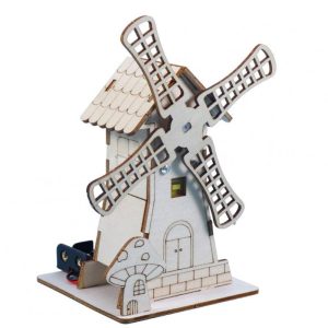 School Supplies |   Wooden Electric Windmill House Handmade Material Set Creative Assembled Science Education Jigsaw Model As shown Office supplies As shown