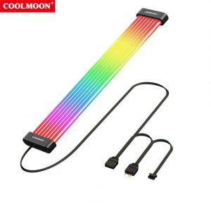 More PC Accessories |   COOLMOON ARGB LED Strip Light Fits 8PIN 24PIN Power Cables DIY Lamp Bar Light Strip C260EX Black Computer Peripherals C260EX black