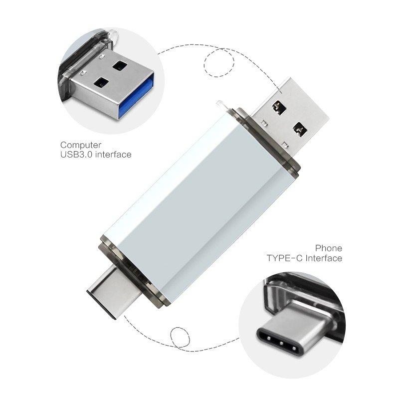 USB Flash Drives |   High Speed Type C USB3.1 U Disk L17- Aluminum Alloy Shell USB Flash Drive Silver_32G Drives & Storage Silver + 32G