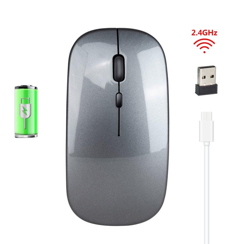 Mouse + Keyboard |   M80 2.4G Wireless Rechargeable Charging Mouse Ultra-Thin Silent Office Notebook Opto-electronic Mouse gray Computer Peripherals Gray